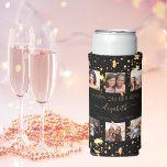 Birthday custom photo collage black gold friend seltzer can cooler<br><div class="desc">A gift from friends for a woman's 21st birthday, celebrating her life with a collage of 6 of your high quality photos of her, her friends, family, interest or pets. Personalize and add her name, age 21 and your names. Golden text. A chic, classic black background colour. Her name is...</div>