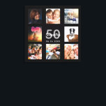 Birthday custom photo collage black monogram canvas print<br><div class="desc">A unique 50th (or any age) birthday gift or keepsake, celebrating her life with a collage of 8 of your photos. Add images of her family, friends, pets, hobbies or dream travel destination. Personalize and add a name, age 50 and a date. Grey and white coloured letters. A chic black...</div>