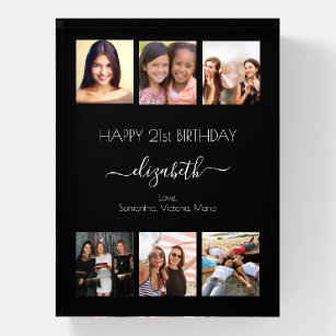 Birthday custom photo collage black white friends paperweight