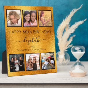 Birthday custom photo collage gold  friends plaque