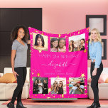 Birthday custom photo collage hot pink friend fleece blanket<br><div class="desc">A gift from friends for a woman's 21st (or any age) birthday, celebrating her life with a collage of 6 of your high quality photos of her, her friends, family, interest or pets. Personalize and add her name, age 21 and your names. A trendy hot pink background colour. Her name...</div>