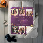 Birthday custom photo collage purple gold friends sherpa blanket<br><div class="desc">A gift from friends for a woman's 21st birthday, celebrating her life with a collage of 6 of your high quality photos of her, her friends, family, interest or pets. Personalize and add her name, age 21 and your names. Golden text. A chic, feminine purple background colour. The purple background...</div>