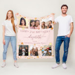 Birthday custom photo collage rose gold friends fleece blanket<br><div class="desc">A gift from friends for a woman's 21st (or any age) birthday, celebrating her life with a collage of 6 of your high quality photos of her, her friends, family, interest or pets. Personalize and add her name, age 21 and your names. Dark rose gold text. A chic, feminine rose...</div>