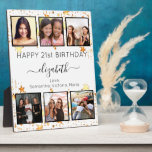 Birthday custom photo collage white black friends  plaque<br><div class="desc">A gift from friends for a woman's 21st (or any age) birthday, celebrating her life with a collage of 6 of your high quality photos of her, her friends, family, interest or pets. Personalize and add her name, age 21 and your names. A stylish white background. Decorated with faux gold...</div>