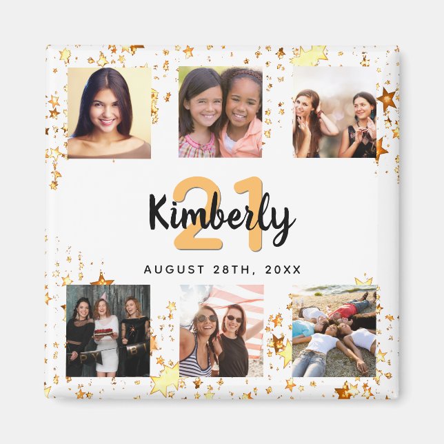 Birthday custom photo collage white friends  magnet (Front)