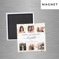 Birthday custom photo collage white gold friends