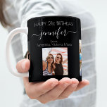 Birthday custom photo friends black chic coffee mug<br><div class="desc">A gift from friends for a woman's 21st birthday, celebrating her life with 3 of your photos of her, her friends, family, interest or pets. Personalize and add her name, age 21 and your names. White coloured letters. A chic, classic black background. Her name is written with a modern hand...</div>