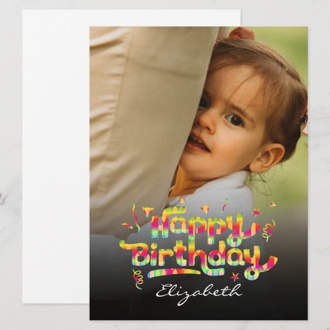 Birthday Custom Photo Greeting Card Personalized (Front/Back)