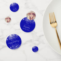 Birthday custom photo royal silver glitter dust