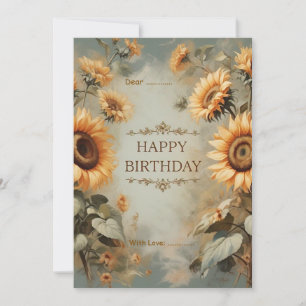 Birthday Custom Sun Flowers Floral  Holiday Card