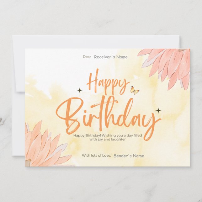 Birthday Customizable Digital Greeting Card (Front)