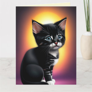  BIRTHDAY CUTE CAT KITTEN ART Greeting Card