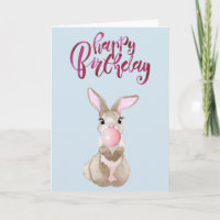 Birthday Cute Fluffy Bunny Bubble Gum