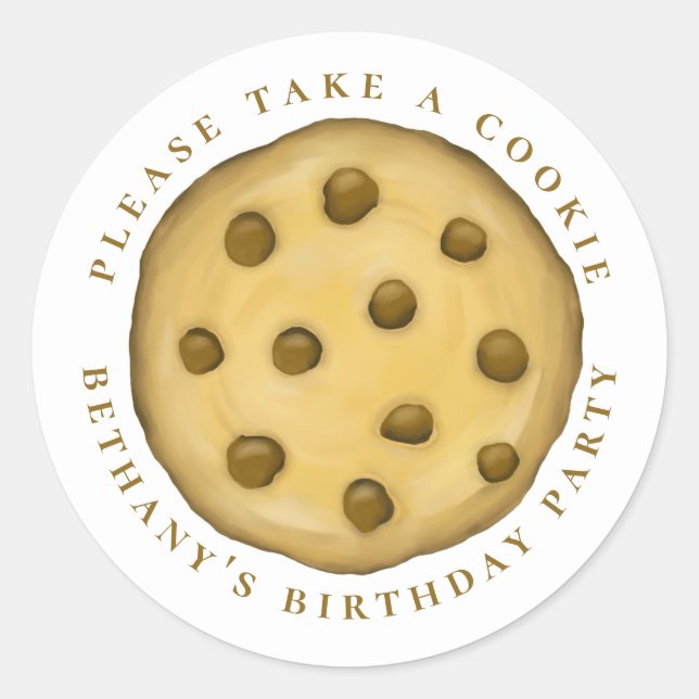 Birthday Cute Watercolor Sweet Cookie Favour  Classic Round Sticker (Front)