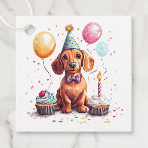 Birthday Dachshund Dogs Favour Tags