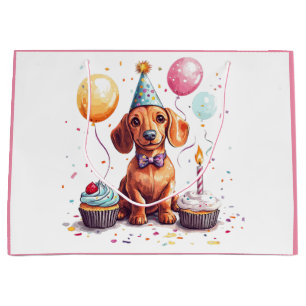 Birthday Dachshund Dogs Large Gift Bag