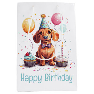 Birthday Dachshund Dogs Medium Gift Bag
