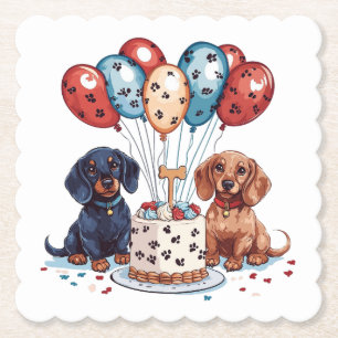 Birthday Dachshund Dogs Paper Coaster