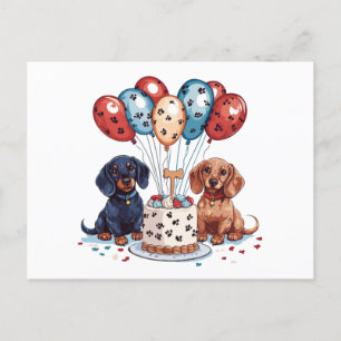 Birthday Dachshund Dogs Postcard