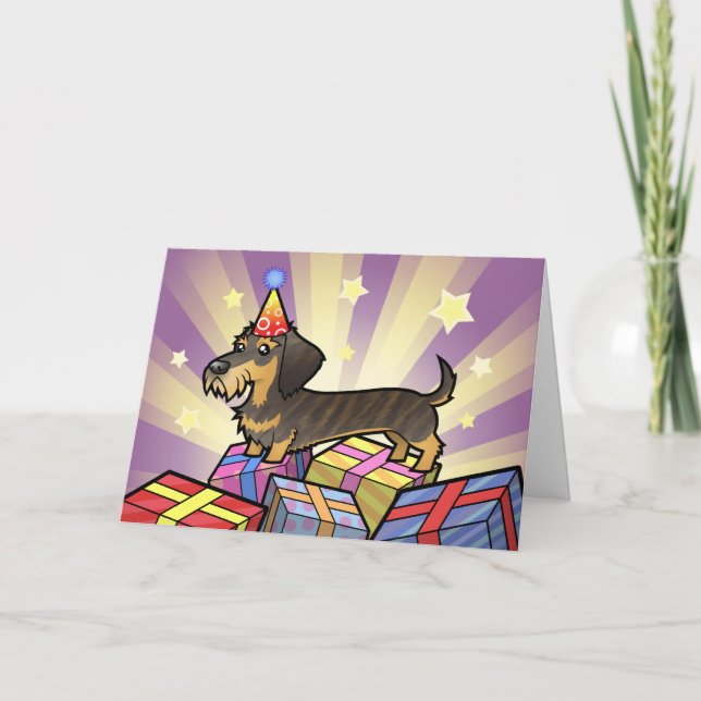 Birthday Dachshund (wirehair) Card (Front)