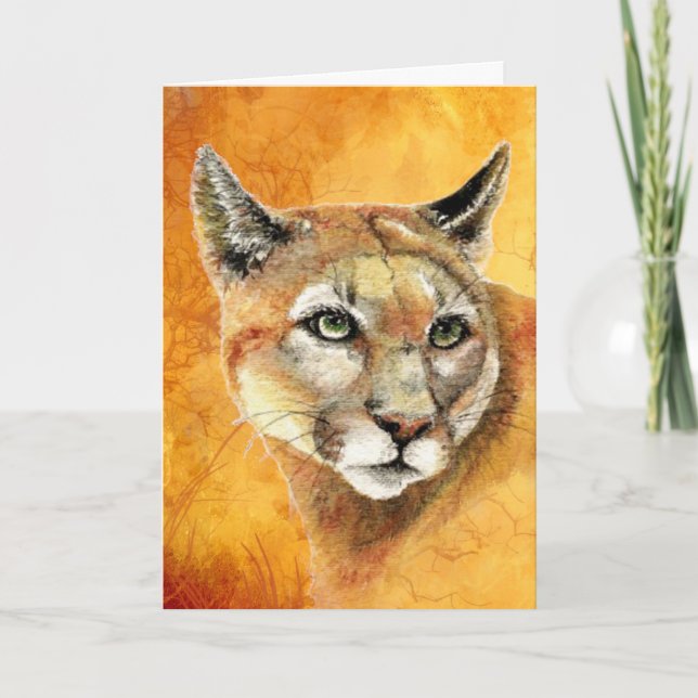 Birthday Dad Cougar Mountain Lion Animal Art  Card (Front)