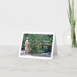 BIRTHDAY/DAD/FISHERMAN ON RIVERBANK/PHOTOG. CARD