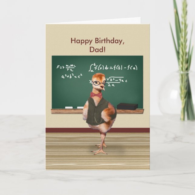 Birthday, Dad, Funny Baby Bird, Customizable Card (Front)