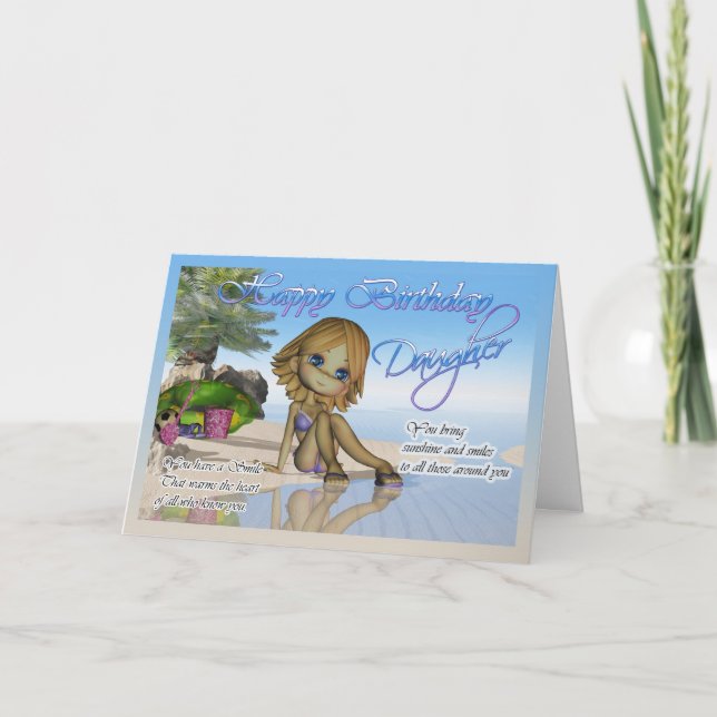 Birthday Daughter Cutie Pie Collection beach life Card (Front)