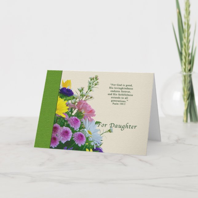 Birthday, Daughter, Floral Bouquet, Religious Card (Front)