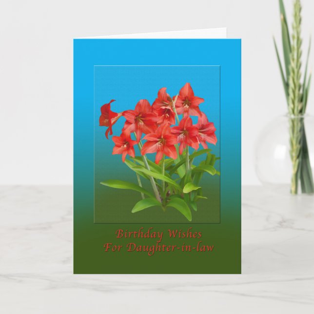 Birthday, Daughter-in-law, Red Day Lilies Card (Front)
