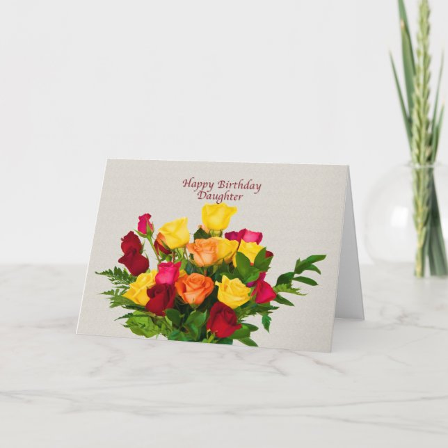Birthday, Daughter, Rose Bouquet Card (Front)
