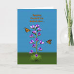 Birthday, Daughter, Sweet Peas and Butterflies Card<br><div class="desc">A fantasy image highlighted by purple sweet pea flowers with little faces watching two hovering monarch butterflies makes a colourful and whimsical birthday card.  Customize by changing the inside verse to anything you want.</div>