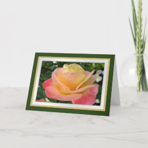 Birthday.Daughter.Yellow-pinkish rose with dew. Card