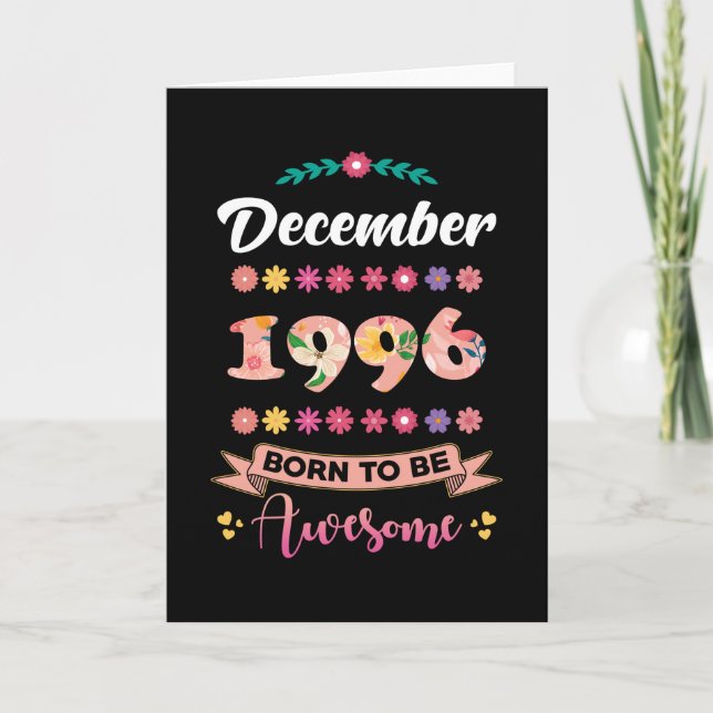 Birthday december 1996 Gift Woman Card (Front)
