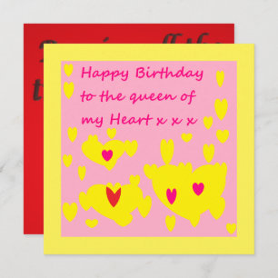 Birthday  design pink and yellow with message on  