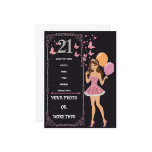 Birthday design with personalized photo options invitation postcard