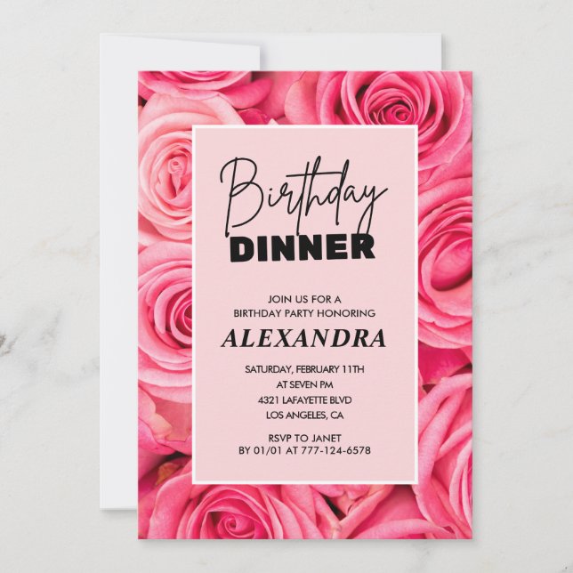Birthday dinner 48th birthday invitations Floral  (Front)