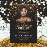 Birthday Dinner Gold and Black Photo Instagram  Invitation<br><div class="desc">Set the tone for an unforgettable evening with this stylish Gold and Black Birthday Dinner Instagram Invitation. Featuring a modern design, elegant gold accents, and a photo upload option, it perfectly blends sophistication and personalization. Share the joy and excitement of your special day while impressing your guests with its sleek,...</div>