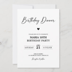 Birthday Dinner Invitation for Adults Editable