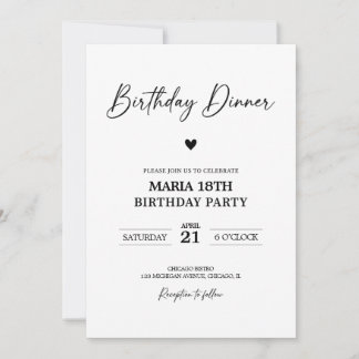 Birthday Dinner Invitation for Adults Editable