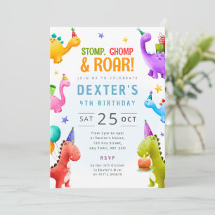 Birthday Dinos Invite Dinosaur Party Theme