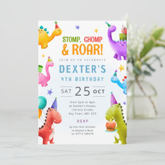 Birthday Dinos Invite Dinosaur Party Theme