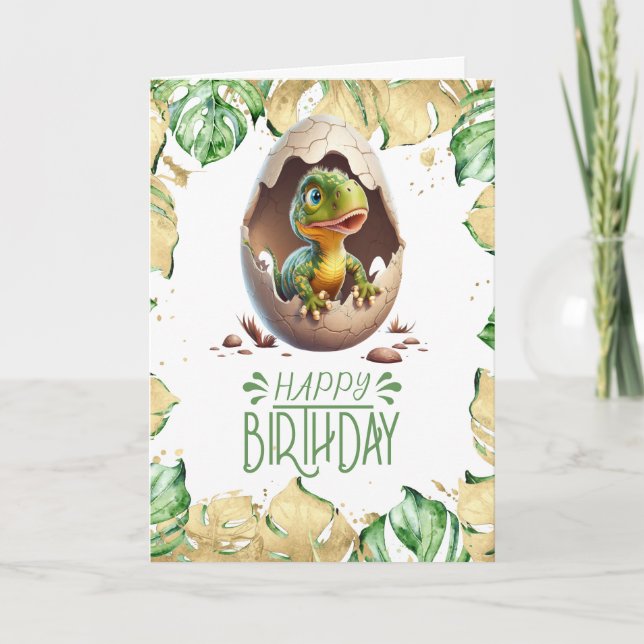 Birthday Dinosaur Cute Baby Jurassic Card (Front)