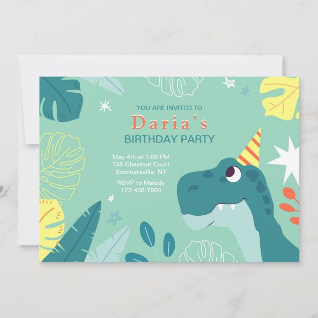 Birthday Dinosaur Party Invitation (Front)