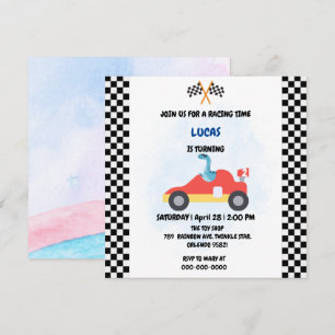 Birthday Dinosaur race car boy red racing kids nam