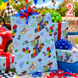 Birthday Dinosaur Race Car Ready Set Wrapping Paper