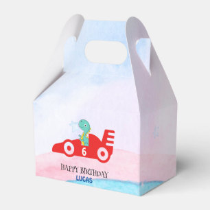 Birthday Dinosaur race car red racing boy kid name Favor Box