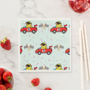Birthday Dinosaur race car red racing boy kid name Napkin