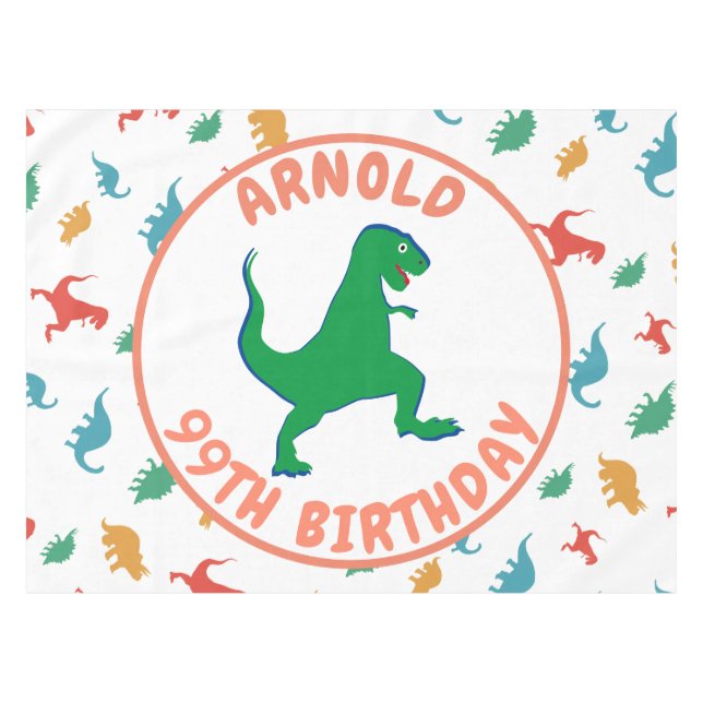 Birthday Dinosaur T Rex Kids Jurassic Animals Tablecloth (Front (Horizontal))