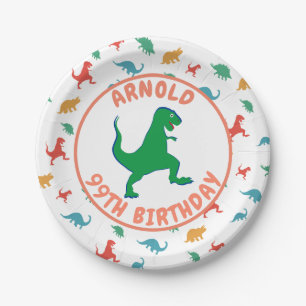 Birthday Dinosaur T Rex Kids Jurassic Prehistoric Paper Plate
